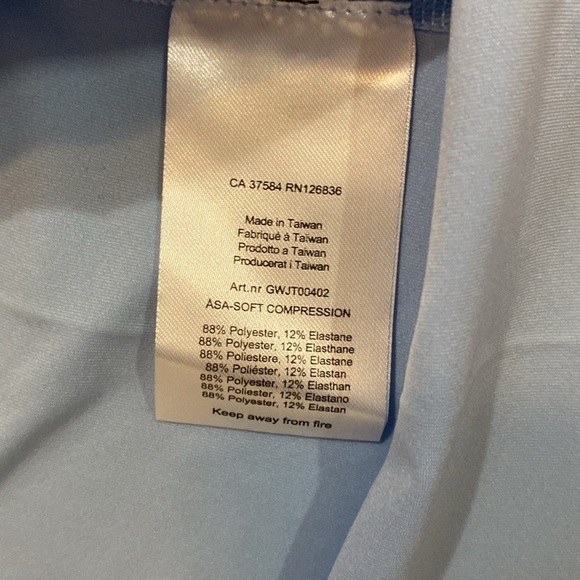 J.Lindeberg | Light Blue Mock Neck Long Sleeve Kate Compression Top | Large - Picture 5 of 6